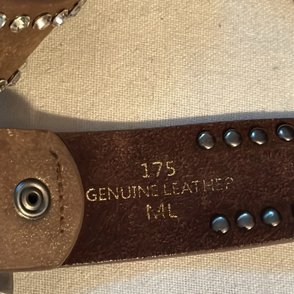 Western fashion rhinestone‎ brown leather belt M/L